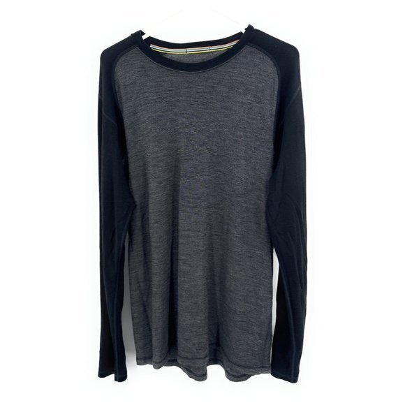 Smartwool Shirt Mens XL Merino Wool Base Layer Sport Long Sleeve Black Gray - Picture 1 of 5